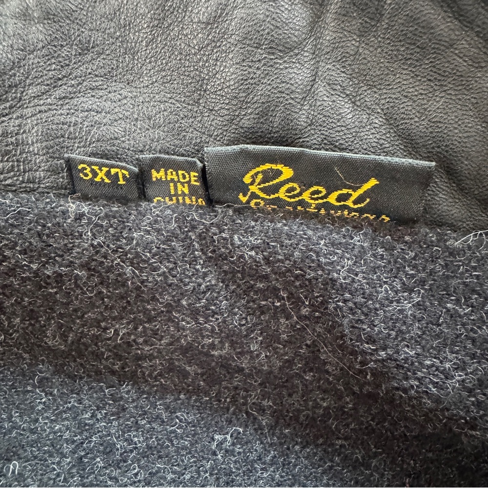 Reed Leather Car Coat Mens 3XT Black Button Front Lined Jacket Big Tall - Picture 10 of 13